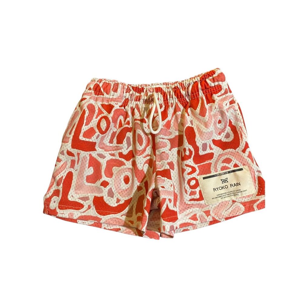 Ryoko rain Unisex I love story Valentine’s Day, red and white shorts small